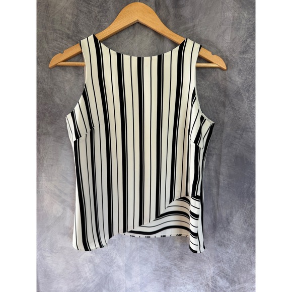 White House Black Market Tops - White House Black‎ Market Black White Striped Sleeveless Asymmetric Blouse 4P